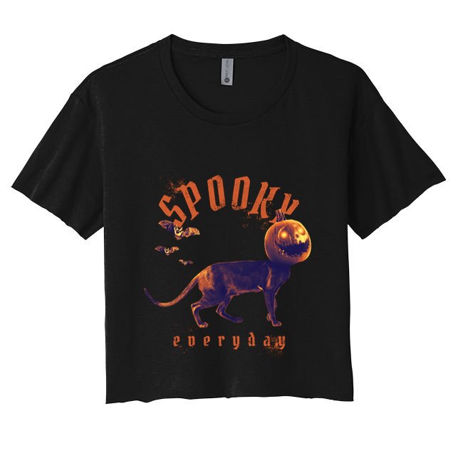 Spooky Pumpkin Head Dog Funny Halloween Crop Top
