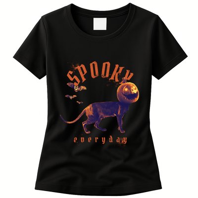 Spooky Pumpkin Head Dog Funny Halloween Womens T-Shirt
