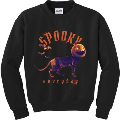 Spooky Pumpkin Head Dog Funny Halloween Kids Sweatshirt