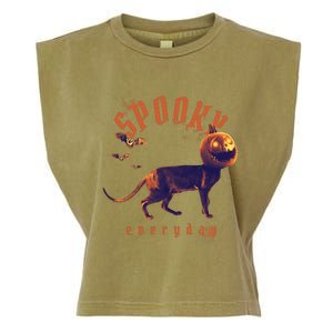 Spooky Pumpkin Head Dog Funny Halloween Garment-Dyed Women's Muscle Tee