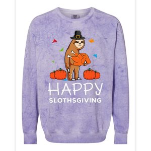 Sloth Pilgrim Hat Happy Thanksgiving Turkey Sloths Colorblast Crewneck Sweatshirt