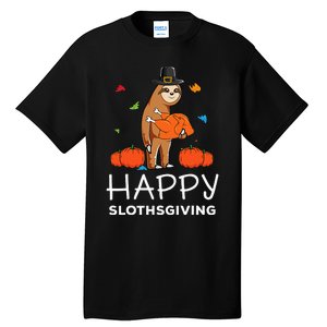 Sloth Pilgrim Hat Happy Thanksgiving Turkey Sloths Tall T-Shirt