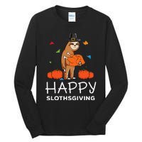 Sloth Pilgrim Hat Happy Thanksgiving Turkey Sloths Tall Long Sleeve T-Shirt