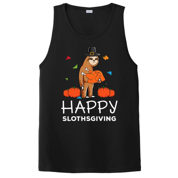 Sloth Pilgrim Hat Happy Thanksgiving Turkey Sloths PosiCharge Competitor Tank