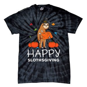 Sloth Pilgrim Hat Happy Thanksgiving Turkey Sloths Tie-Dye T-Shirt