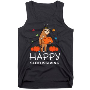 Sloth Pilgrim Hat Happy Thanksgiving Turkey Sloths Tank Top