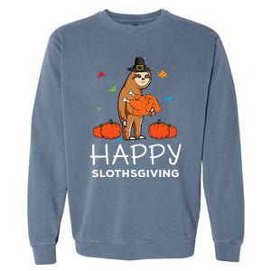 Sloth Pilgrim Hat Happy Thanksgiving Turkey Sloths Garment-Dyed Sweatshirt