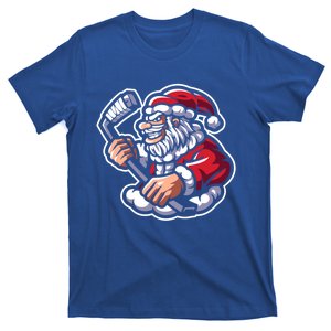 Santa Playing Hockey Christmas Pajama Cool Sport Xmas Gift T-Shirt