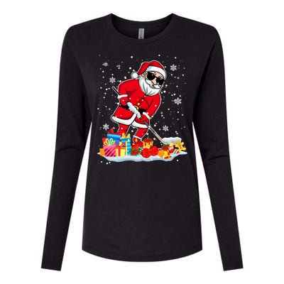 Santa Playing Hockey Cool Christmas Santa Hockey Player Gift Womens Cotton Relaxed Long Sleeve T-Shirt