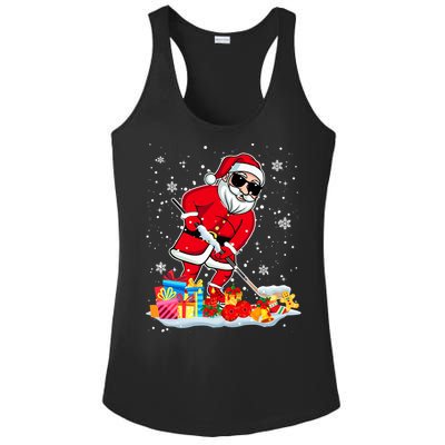 Santa Playing Hockey Cool Christmas Santa Hockey Player Gift Ladies PosiCharge Competitor Racerback Tank