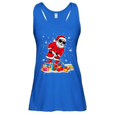 Santa Playing Hockey Cool Christmas Santa Hockey Player Gift Ladies Essential Flowy Tank