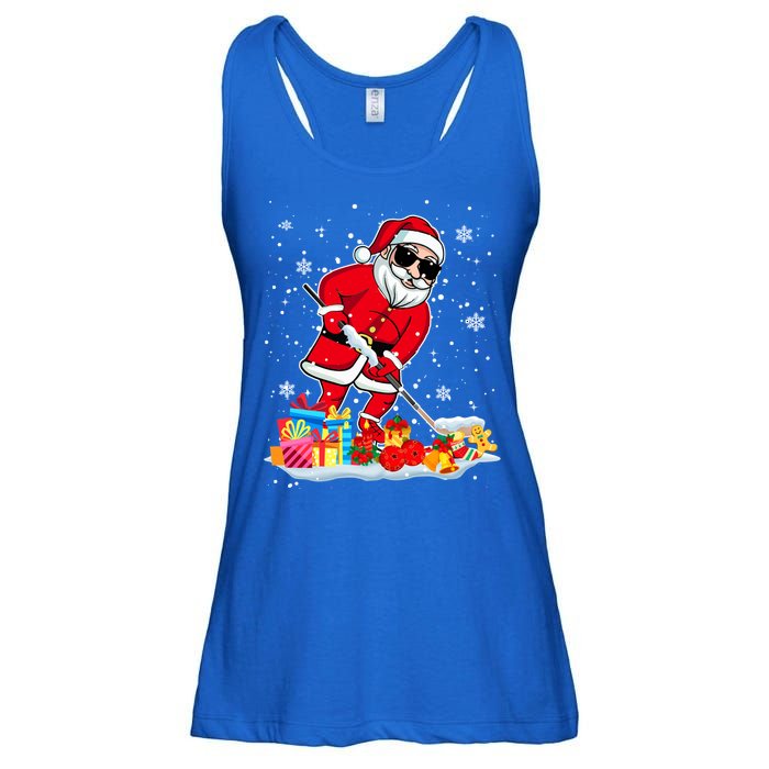 Santa Playing Hockey Cool Christmas Santa Hockey Player Gift Ladies Essential Flowy Tank