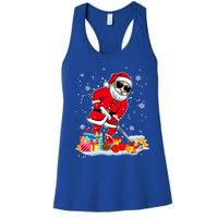 Santa Playing Hockey Cool Christmas Santa Hockey Player Gift Women's Racerback Tank