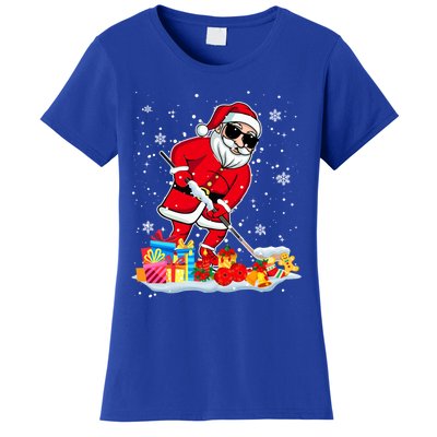 Santa Playing Hockey Cool Christmas Santa Hockey Player Gift Women's T-Shirt