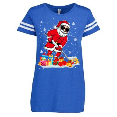 Santa Playing Hockey Cool Christmas Santa Hockey Player Gift Enza Ladies Jersey Football T-Shirt