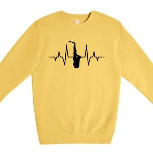 Saxophone Player Heartbeat Saxophone Player Premium Crewneck Sweatshirt