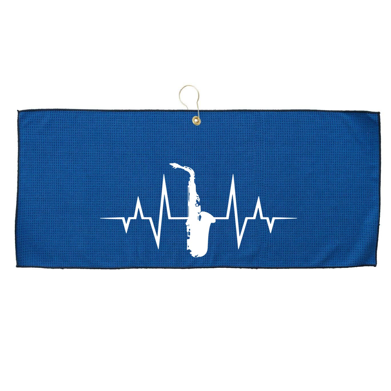Saxophone Player Heartbeat Saxophone Player Large Microfiber Waffle Golf Towel