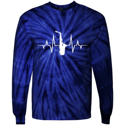 Saxophone Player Heartbeat Saxophone Player Tie-Dye Long Sleeve Shirt