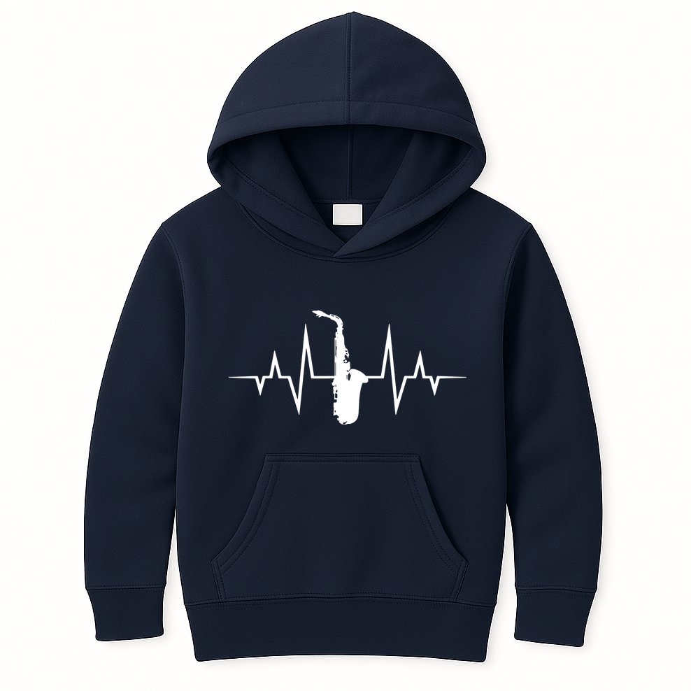 Saxophone Player Heartbeat Saxophone Player Kids Hoodie