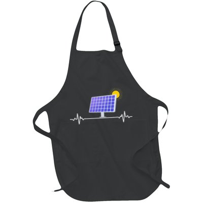 Solar Panel Heartbeat Global Warming Earth Day Full-Length Apron With Pockets