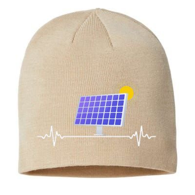 Solar Panel Heartbeat Global Warming Earth Day Sustainable Beanie