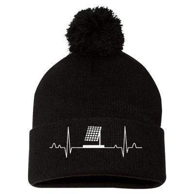 Solar Panel Heartbeat Outfit Global Warming Gift Earth Day Pom Pom 12in Knit Beanie