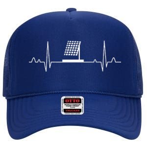 Solar Panel Heartbeat Outfit Global Warming Gift Earth Day High Crown Mesh Back Trucker Hat