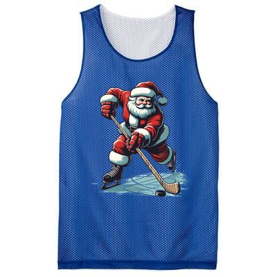 Santa Playing Hockey Pajama Funny Ice Hockey Christmas Gift Mesh Reversible Basketball Jersey Tank