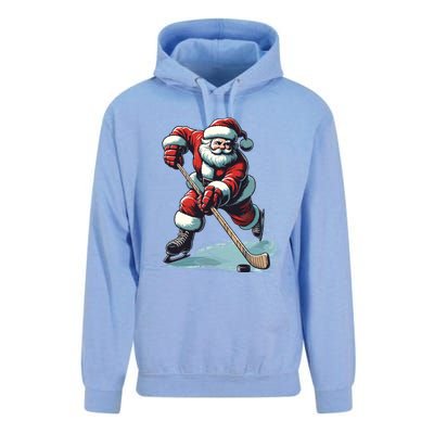 Santa Playing Hockey Pajama Funny Ice Hockey Christmas Gift Unisex Surf Hoodie