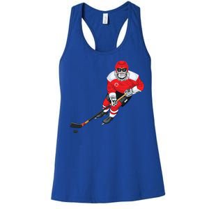 Santa Playing Hockey Gift Hockey Ball Christmas Gift Women's Racerback Tank