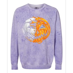 Soccer Player Halloween Pumpkin Skeleton Hallows' Day Colorblast Crewneck Sweatshirt