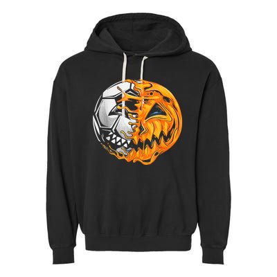 Soccer Player Halloween Pumpkin Skeleton Hallows' Day Garment-Dyed Fleece Hoodie