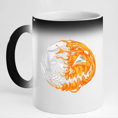 Soccer Player Halloween Pumpkin Skeleton Hallows' Day 11oz Black Color Changing Mug