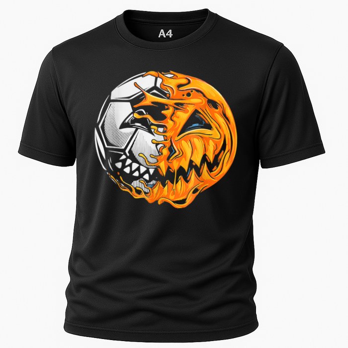 Soccer Player Halloween Pumpkin Skeleton Hallows' Day Cooling Performance Crew T-Shirt