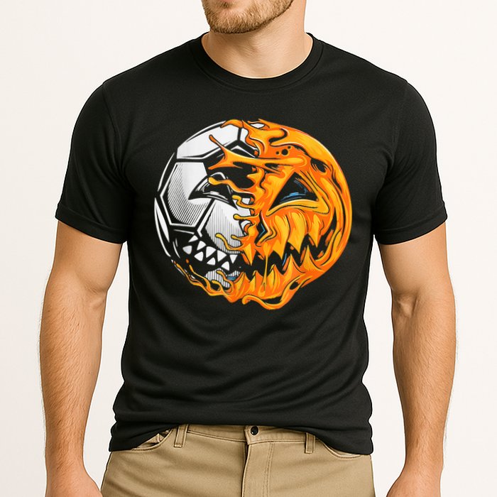 Soccer Player Halloween Pumpkin Skeleton Hallows' Day Cooling Performance Crew T-Shirt