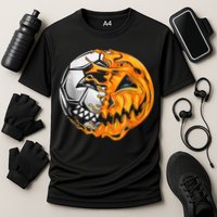 Soccer Player Halloween Pumpkin Skeleton Hallows' Day Cooling Performance Crew T-Shirt