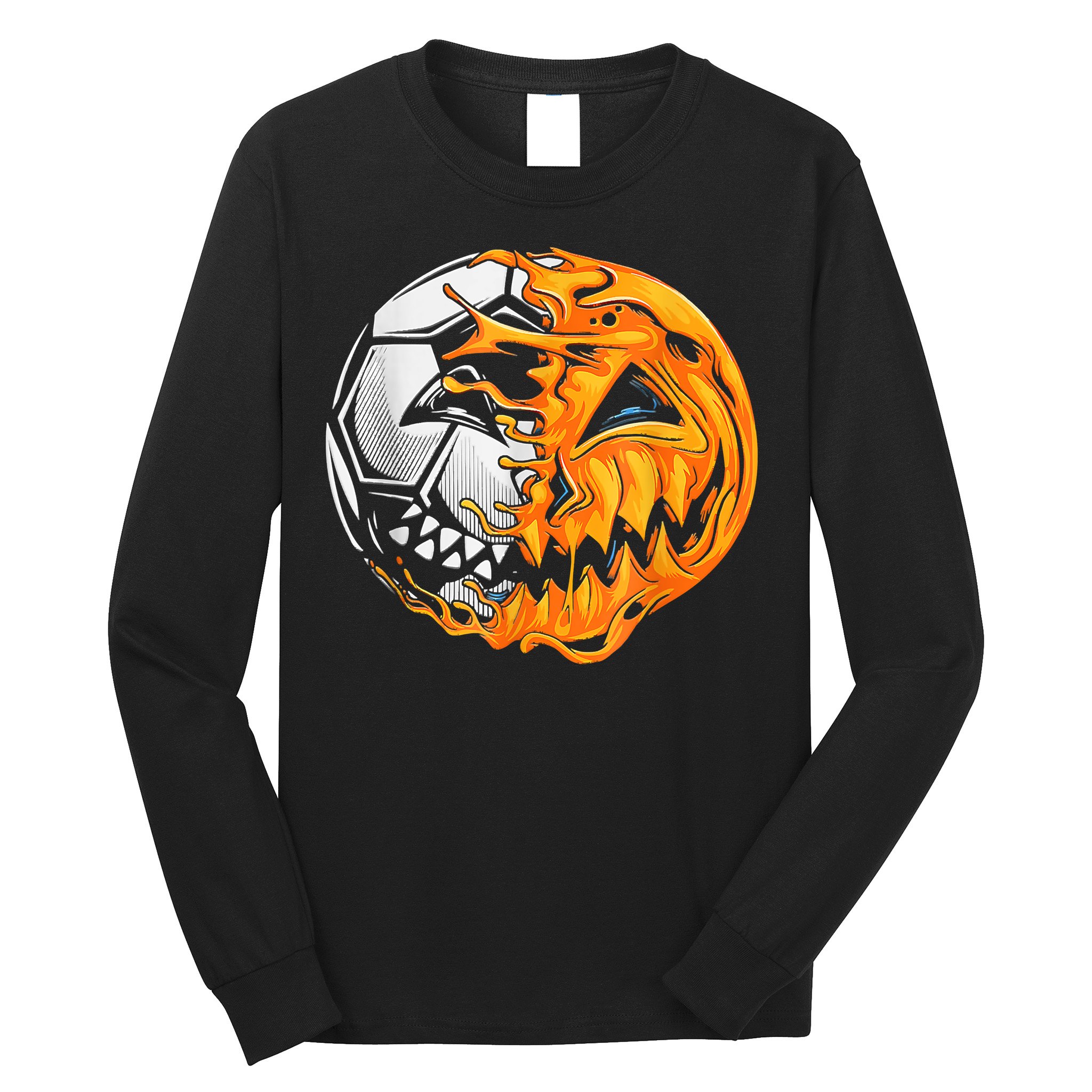 Soccer Player Halloween Pumpkin Skeleton Hallows' Day Long Sleeve Shirt