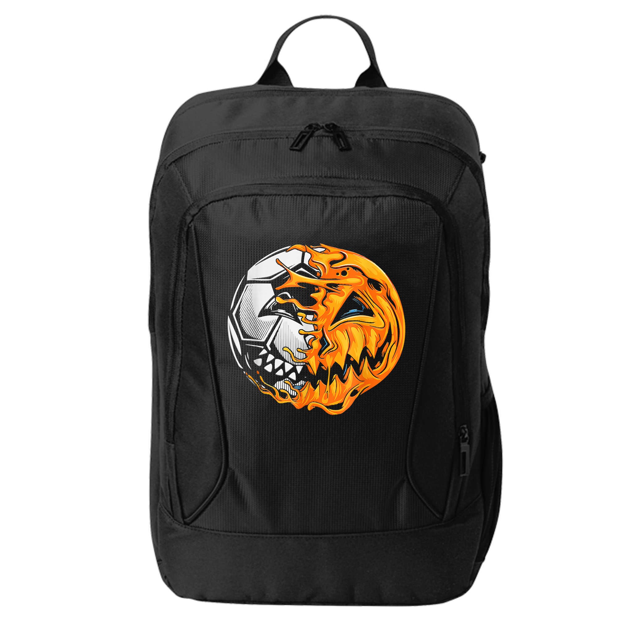 Soccer Player Halloween Pumpkin Skeleton Hallows' Day City Backpack