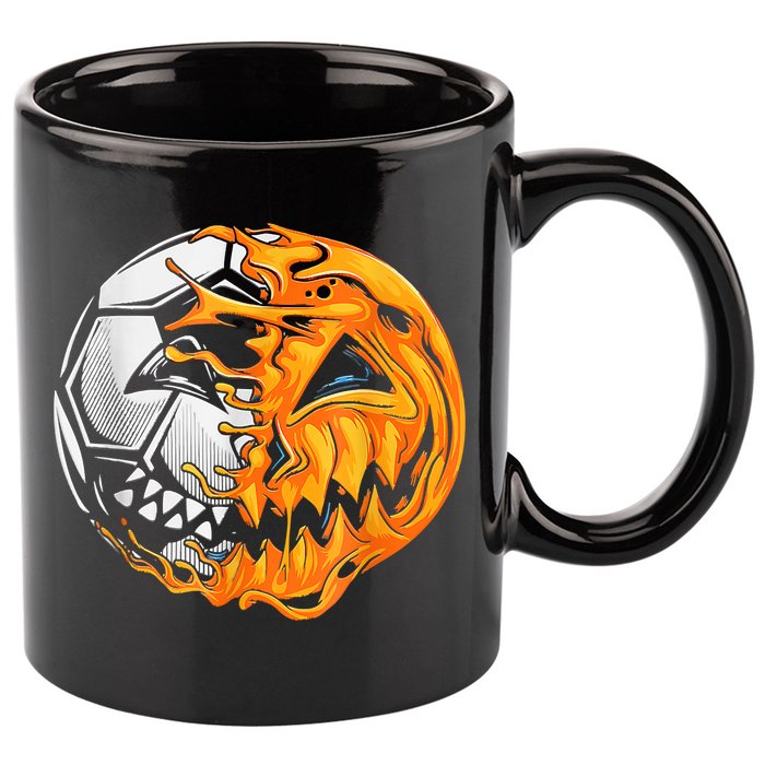 Soccer Player Halloween Pumpkin Skeleton Hallows' Day 11oz C Handle Ceramic Mug