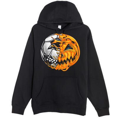 Soccer Player Halloween Pumpkin Skeleton Hallows' Day Premium Pullover Hoodie