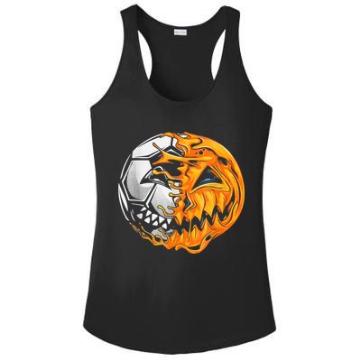 Soccer Player Halloween Pumpkin Skeleton Hallows' Day Ladies PosiCharge Competitor Racerback Tank