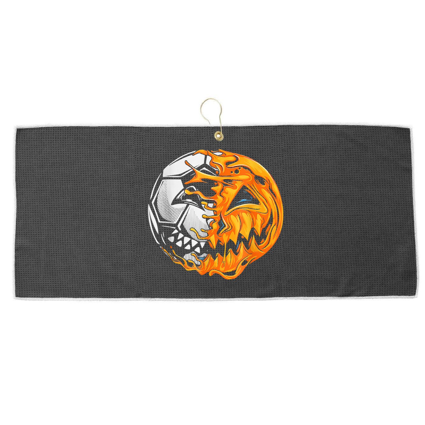 Soccer Player Halloween Pumpkin Skeleton Hallows' Day Large Microfiber Waffle Golf Towel