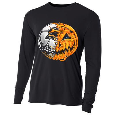 Soccer Player Halloween Pumpkin Skeleton Hallows' Day Cooling Performance Long Sleeve Crew