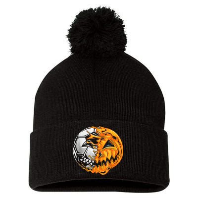 Soccer Player Halloween Pumpkin Skeleton Hallows' Day Pom Pom 12in Knit Beanie