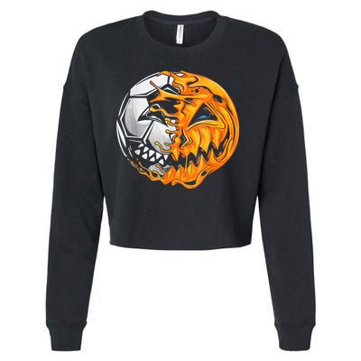 Soccer Player Halloween Pumpkin Skeleton Hallows' Day Cropped Pullover Crew