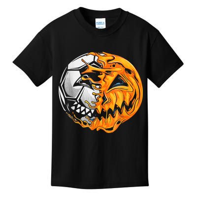 Soccer Player Halloween Pumpkin Skeleton Hallows' Day Kids T-Shirt
