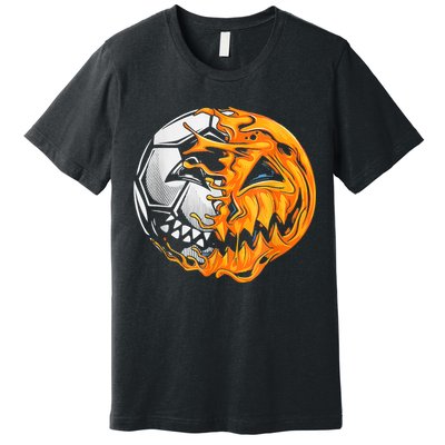 Soccer Player Halloween Pumpkin Skeleton Hallows' Day Premium T-Shirt