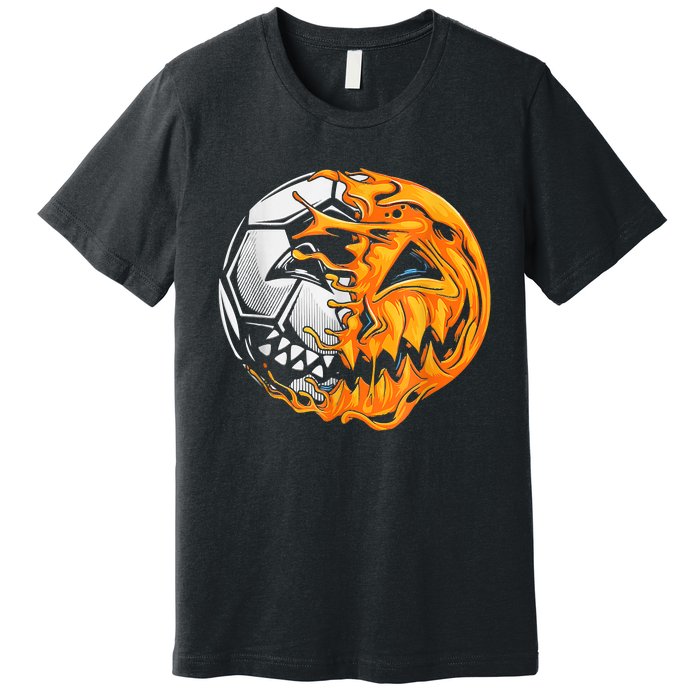 Soccer Player Halloween Pumpkin Skeleton Hallows' Day Premium T-Shirt