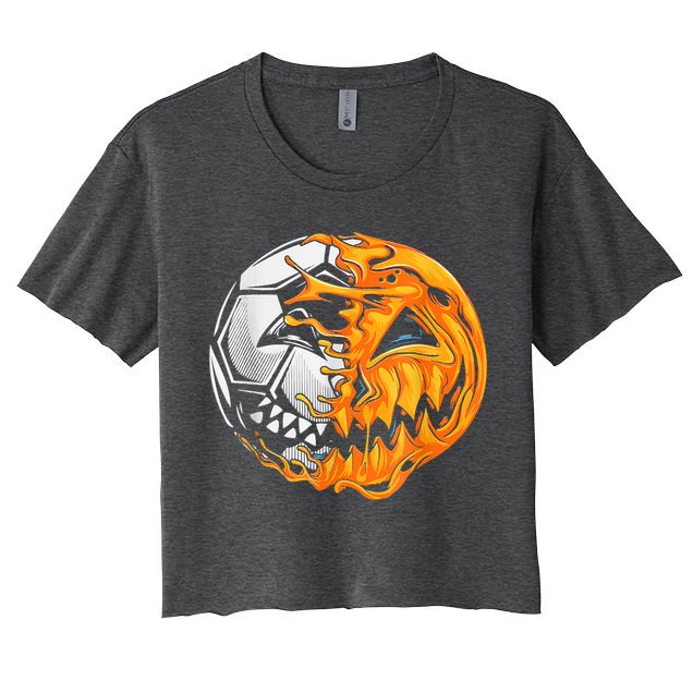 Soccer Player Halloween Pumpkin Skeleton Hallows' Day Crop Top