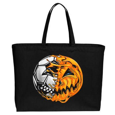 Soccer Player Halloween Pumpkin Skeleton Hallows' Day Cotton Canvas Jumbo Tote